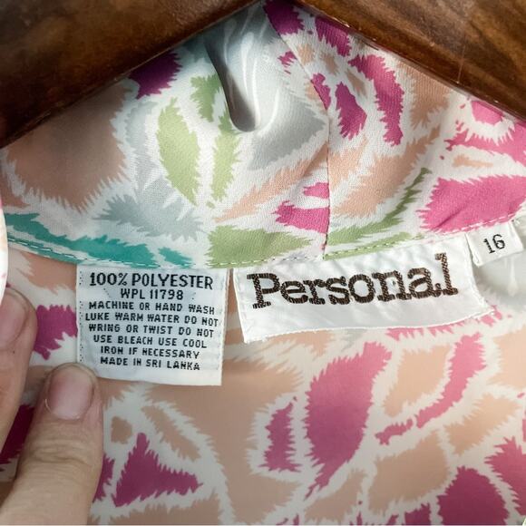 Vintage sheer floral secretary blouse sailor knot/p---y bow 🎀 size XL 16 - Picture 9 of 12